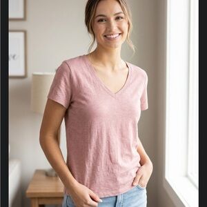 Madewell Classic V-Neck Tee in Blush Pink